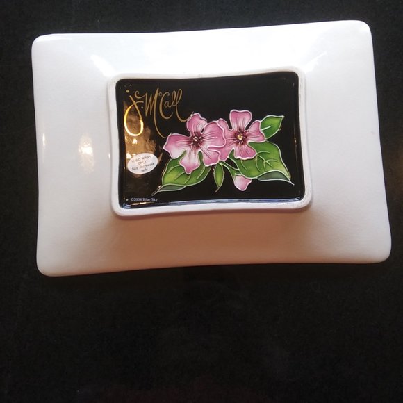 J. McCall  Blue Sky Dish with  peaches - Picture 2 of 15